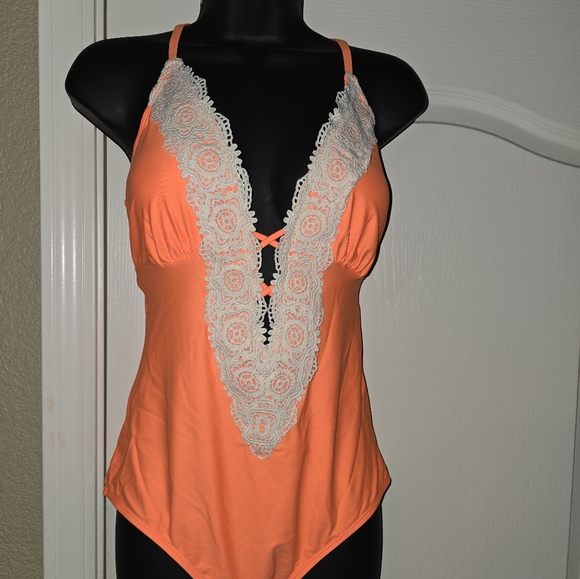 Orange dream women's sz L one-piece bathing suit, lace, super cute! 🌴 - Picture 11 of 11
